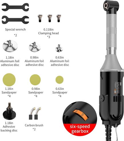 IZIO Right Angle Mini Grinder Tool Kit, 6 Variable Speed Rotary Tool with 90 Degree Head, Angle Die Grinder with Sanding Discs, Collets for Polishing, Grinding, Deburring, Metal, Woodworking in Kuwait