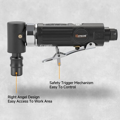Hoteche 1/4-Inch Air Right Angle Die Grinder, 20,000 RPM High Speed Pneumatic Grinder, 90-Degree Power Grinding Tool with Rear Exhaust, Lightweight Metal Polishing & Deburring Tool, 1/4" Air Inlet in Kuwait