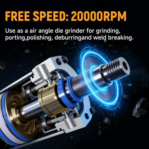 Hoteche 1/4-Inch Air Right Angle Die Grinder, 20,000 RPM High Speed Pneumatic Grinder, 90-Degree Power Grinding Tool with Rear Exhaust, Lightweight Metal Polishing & Deburring Tool, 1/4" Air Inlet in Kuwait
