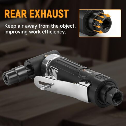 Hoteche 1/4-Inch Air Right Angle Die Grinder, 20,000 RPM High Speed Pneumatic Grinder, 90-Degree Power Grinding Tool with Rear Exhaust, Lightweight Metal Polishing & Deburring Tool, 1/4" Air Inlet in Kuwait