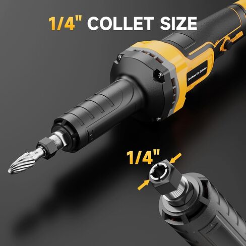 Cordless Die Grinder Compatible with Dewalt 20V Battery, Brushless Electric Die Grinder Up to 25000RPM, 1/4" Precision Collet, 4-Variable Speed Power Grinder for Metal Wood Plastic Grind, No Battery in Kuwait