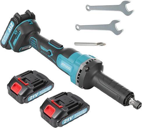 Cordless Die Grinder with Battery 2X 2000mAh 21V, Battery Grinder with 800W Brushless Motor, 4 Level Speed Up to 25000RPM, 1/4" Precision Collet for Grinding, Polishing, Cutting, Drilling in Kuwait