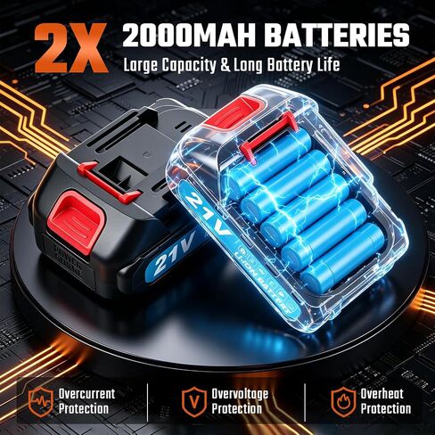 Cordless Die Grinder with Battery 2X 2000mAh 21V, Battery Grinder with 800W Brushless Motor, 4 Level Speed Up to 25000RPM, 1/4" Precision Collet for Grinding, Polishing, Cutting, Drilling in Kuwait