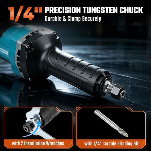 Cordless Die Grinder with Battery 2X 2000mAh 21V, Battery Grinder with 800W Brushless Motor, 4 Level Speed Up to 25000RPM, 1/4" Precision Collet for Grinding, Polishing, Cutting, Drilling in Kuwait