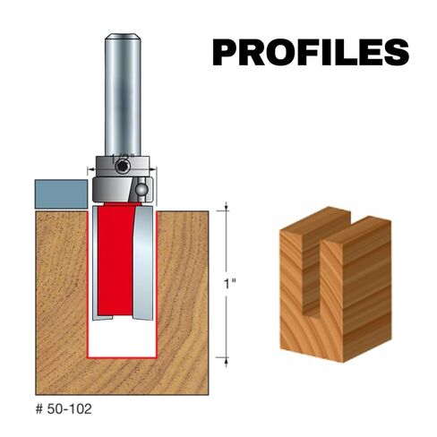 50-102 Router Bits for Freud, 1/2" Dia. Top Bearing Flush Trim Bit with 2 Cutters, 24000 RPM, 3 Flutes, Ideal for Template Routing, Sign Lettering, Pattern Work, Veneered Plywood in Kuwait