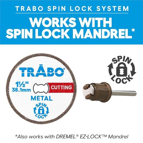 Trabo Spin Lock 1-1/2" (38.1mm) (38.1mm) Rotary Tool High Performance Cubic Boron Nitride Cutting Wheel Compatible with Dremel EZ-Lock for Cutting Metal in Kuwait