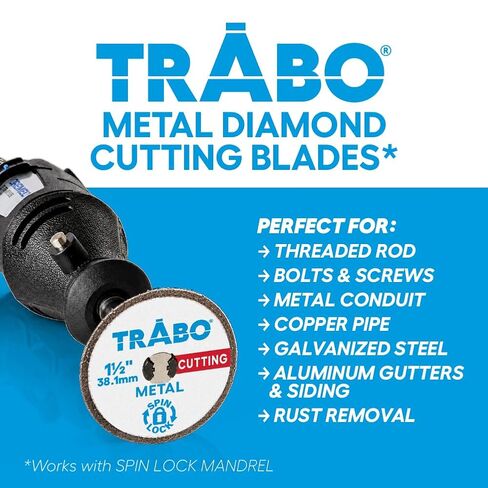 Trabo Spin Lock 1-1/2" (38.1mm) (38.1mm) Rotary Tool High Performance Cubic Boron Nitride Cutting Wheel Compatible with Dremel EZ-Lock for Cutting Metal in Kuwait