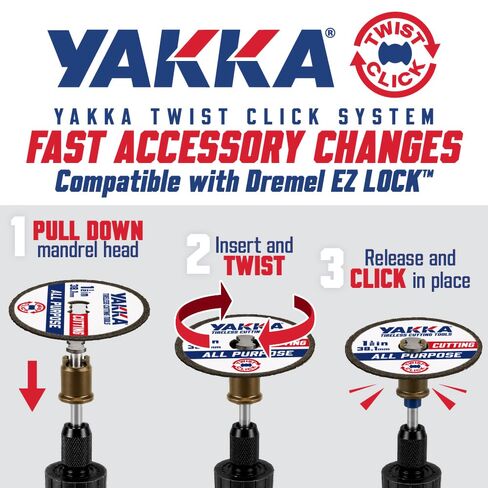 Yakka Twist Click 1-1/2" (38.1mm) Rotary Tool High Performance All Purpose Diamond Cutting Wheel Compatible with Dremel EZ-Lock in Kuwait