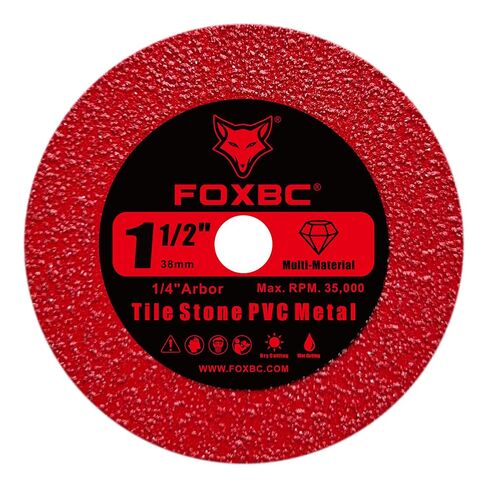 FOXBC 1-1/2 Inch Diamond Blades Cutting for Porcelain, Ceramic Tile, Stone | Multi-Material Diamond Blades with 5/8-11 Flange, 1/4" 1/8" Mandrels - 10 Pack in Kuwait