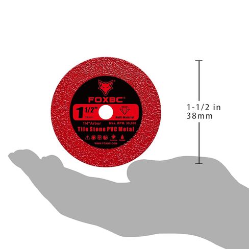 FOXBC 1-1/2 Inch Diamond Blades Cutting for Porcelain, Ceramic Tile, Stone | Multi-Material Diamond Blades with 5/8-11 Flange, 1/4" 1/8" Mandrels - 10 Pack in Kuwait