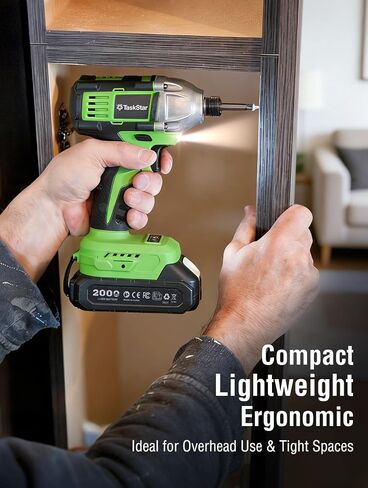 Taskstar 21V Cordless Drill & Impact Driver Combo Kit, Brushless Power Tools with 2× 2.0Ah Batteries & Fast Charger, 42-Piece Accessory Kit with Carrying Case for DIY and Home Improvement in Kuwait