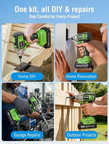 Taskstar 21V Cordless Drill & Impact Driver Combo Kit, Brushless Power Tools with 2× 2.0Ah Batteries & Fast Charger, 42-Piece Accessory Kit with Carrying Case for DIY and Home Improvement in Kuwait