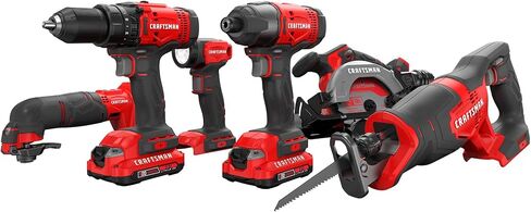 CRAFTSMAN V20 Cordless 6-Tool Combo Kit With Two 2.0 Ah Batteries and Charger (CMCK601D2) in Kuwait