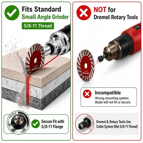 1.57 Diamond Saw Blades Set,Not Designed for Rotary Tools Like Dremel | Mini Cutting Disc for Grinder with Removable Flange (5/8-11 Thread),Angle Grinder Cutting Disc for Marble Concrete Tile,6Pack in Kuwait