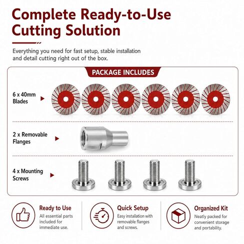 1.57 Diamond Saw Blades Set,Not Designed for Rotary Tools Like Dremel | Mini Cutting Disc for Grinder with Removable Flange (5/8-11 Thread),Angle Grinder Cutting Disc for Marble Concrete Tile,6Pack in Kuwait