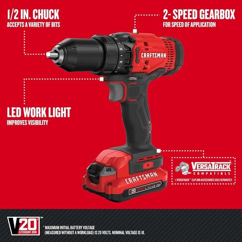 CRAFTSMAN V20 Cordless 6-Tool Combo Kit With Two 2.0 Ah Batteries and Charger (CMCK601D2) in Kuwait