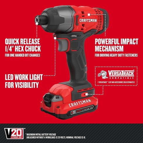 CRAFTSMAN V20 Cordless 6-Tool Combo Kit With Two 2.0 Ah Batteries and Charger (CMCK601D2) in Kuwait