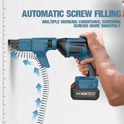 Cordless Drywall Screw Gun, 0-4200RPM Auto Feed Screw Gun, Includes Storage Toolbox, Electric Chain Screw Gun for DIY and Professional Use in Kuwait