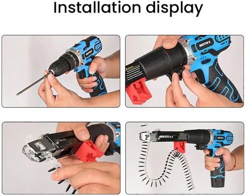 Auto Feed Drywall Screw Gun Attachment, 48MM Adjustable Depth Chain Nail Gun Adapter for Electric Drill, with 50PCS Chain Nails & Bit, Collated Quick Drive Tool for Woodworking Subfloor Partition in Kuwait