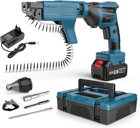 Electric Cordless Drywall Screw Gun with Auto-Feed & Toolbox for DIY & Professionals, Fast & Efficient Screw Driving Solution in Kuwait