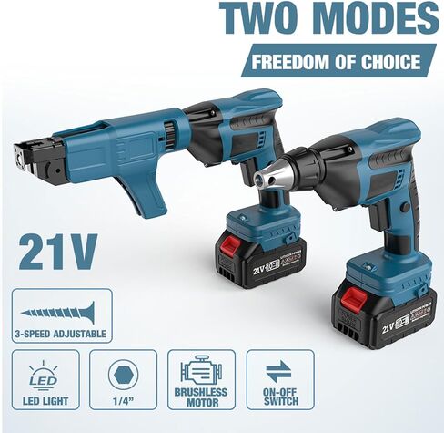 Cordless Electric Screw Gun with Auto Feed, 0-4200 RPM, Includes Storage Toolbox, for DIY & Professional Projects, Compatible with 15-35mm Screws in Kuwait