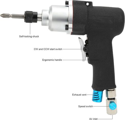 Air Screwdriver Powerful Gun Type MultiFunction Pneumatic Tool 80Nm Torsion 9500rpm Speed for Furniture Assembly Mechanical Electrical Work (US Style) in Kuwait