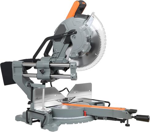 12-Inch Sliding Compound Miter Saw, 15 Amp Motor, 100-Tooth Blade, Corded Double Bevel Sliding Miter Saw, LED Precision Alignment, Angle Adjustable, for Wood, Decking, Laminates in Kuwait