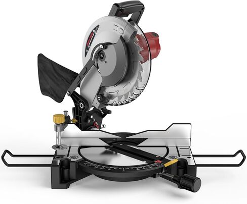 10-inch Compound Miter Saw with Extension Table, 5000RPM, 15 Amp, 36T Blade, Single Bevel 0-45°, Power Saw for Metal, Plastic, Wood and Other Materials in Kuwait