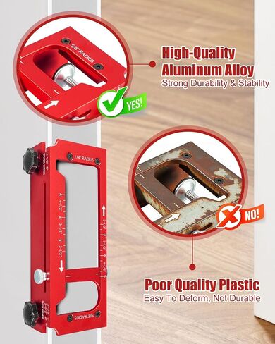 Door Hinge Jig and Door Lock Installation Kit, Door Hinge Mortiser Fit Hinge Mortising from 2.5 to 5 Inch, 1/4 Inch 5/8Inch Radius and Square Corner Types, Adjustable Mortise Jig for Knob Deadbolt in Kuwait