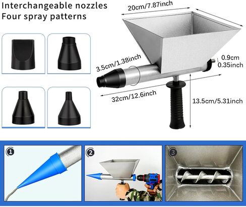Electric Mortar Machine with Interchangeable Nozzles, Portable, for Masonry and, Metal Black in Kuwait