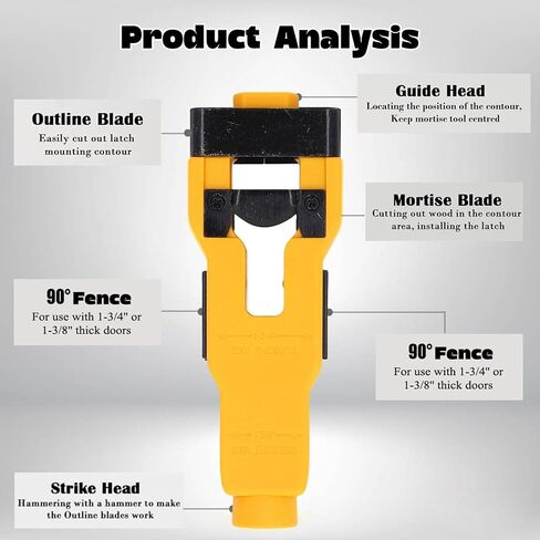 Oumefar Door Latch Mortise Tool, Stainless Steel ABS Construction with Contour for Precise Cutting Template, for 1 3/4 or 1 3/8 Inch Doors in Kuwait