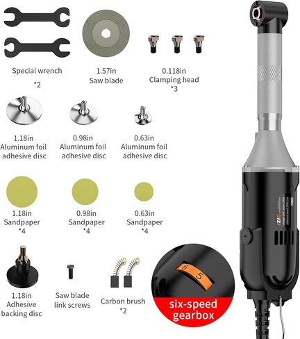 IZIO Multi-Purpose Electric Die Grinder Kit - 6 Variable Speed Polisher & Sander, Compact 1" Rotary Angle Grinder for Metal/Wood Crafting, DIY & Professional Grinding Tool (Black) in Kuwait