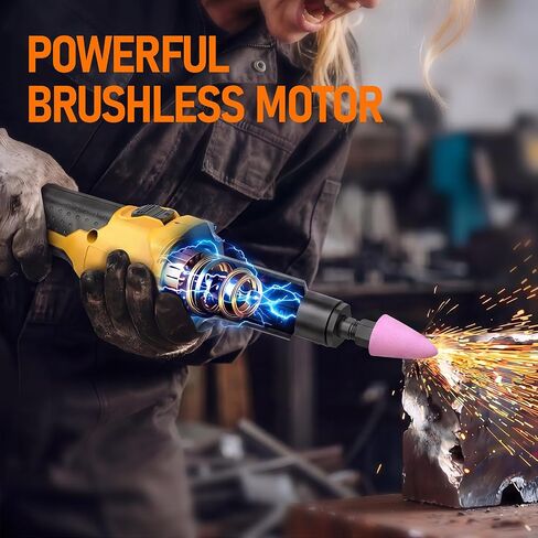 Cordless Die Grinder Compatible with Dewalt 20V Battery(No Battery) | Brushless Die Grinder Up to 26500RPM, 1/4" Precision Collet, 6 Speed Power Grinder for Metal Wood Plastic Grind in Kuwait