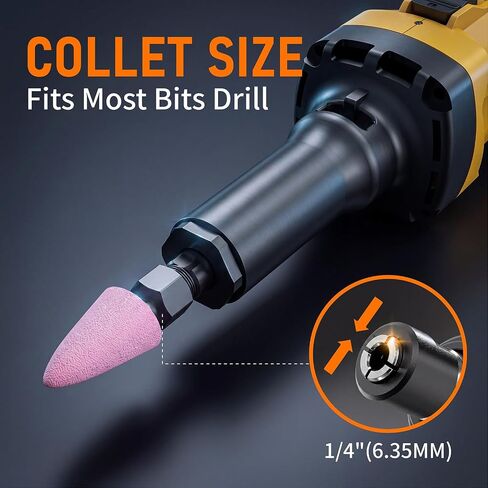 Cordless Die Grinder Compatible with Dewalt 20V Battery(No Battery) | Brushless Die Grinder Up to 26500RPM, 1/4" Precision Collet, 6 Speed Power Grinder for Metal Wood Plastic Grind in Kuwait