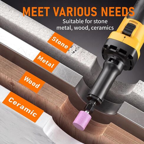 Cordless Die Grinder Compatible with Dewalt 20V Battery(No Battery) | Brushless Die Grinder Up to 26500RPM, 1/4" Precision Collet, 6 Speed Power Grinder for Metal Wood Plastic Grind in Kuwait