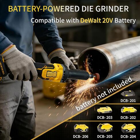 Professional Cordless Brushless Die Grinder for Dewalt 20V, 26000 RPM, 4-Speed Control Ideal for Grinding, Polishing & Deburring, with 1/4″ Collet & 2 Grinding Heads (Tool Only, No Battery) in Kuwait