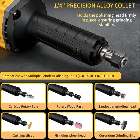 Professional Cordless Brushless Die Grinder for Dewalt 20V, 26000 RPM, 4-Speed Control Ideal for Grinding, Polishing & Deburring, with 1/4″ Collet & 2 Grinding Heads (Tool Only, No Battery) in Kuwait