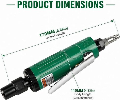 Air Die Grinder 25000 RPM, Pneumatic Straight Inline Grinder 1/4", Safety Lock, 1/8" & 1/4" Collets,10PCS Grinding Stones, Portable Metal Tool Kit & Case for Grinding, Polishing, Deburring in Kuwait
