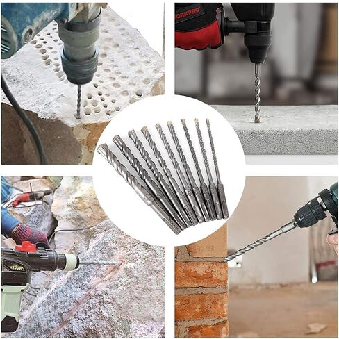 12mm x 200mm Masonry Drill Bit, Carbide Tipped Rotary Hammer Bit | 10mm Round Shank, Impact Concrete Drill Bit for SDS Impact Drill in Kuwait