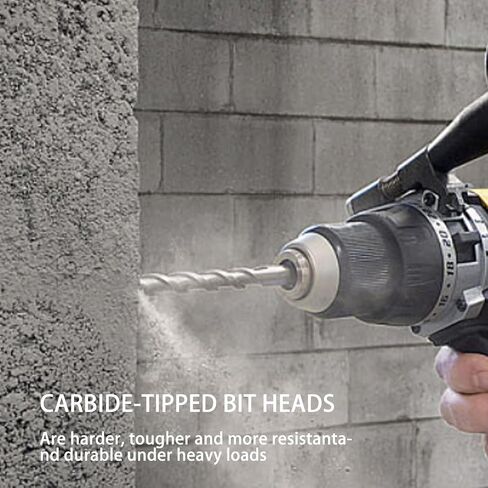 12mm x 200mm Masonry Drill Bit, Carbide Tipped Rotary Hammer Bit | 10mm Round Shank, Impact Concrete Drill Bit for SDS Impact Drill in Kuwait