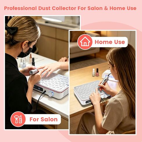 Nail Dust Collector - 5000RPM Professional Dust Collector Nail Tech with Dual Brushless Turbo Fan, Acrylic Nail Polishing Manicure For Nail Salon & Home，Pink Diamond in Kuwait