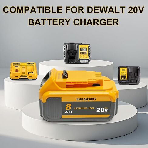 TENMOER 2-Pack 8.0Ah 20V Battery Compatible with DeWalt 20V MAX Battery Replace for DCB201 DCB203 DCB204 DCB206 DCB208(Not an OEM) in Kuwait