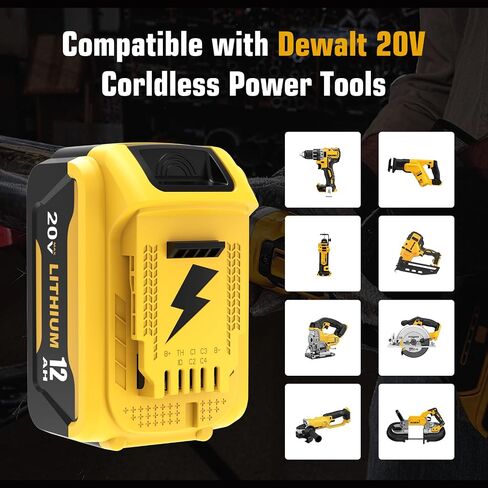 2 Packs 12000mAh Replacement for Dewalt 20V Max Battery DCB208 | Compatible with Dewalt 20 Volt Batteries DCB207 DCB206 DCB204 DCB203 DCB200 in Kuwait