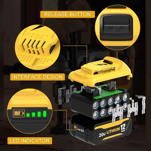 2 Packs 12000mAh Replacement for Dewalt 20V Max Battery DCB208 | Compatible with Dewalt 20 Volt Batteries DCB207 DCB206 DCB204 DCB203 DCB200 in Kuwait