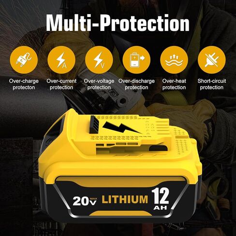 2 Packs 12000mAh Replacement for Dewalt 20V Max Battery DCB208 | Compatible with Dewalt 20 Volt Batteries DCB207 DCB206 DCB204 DCB203 DCB200 in Kuwait