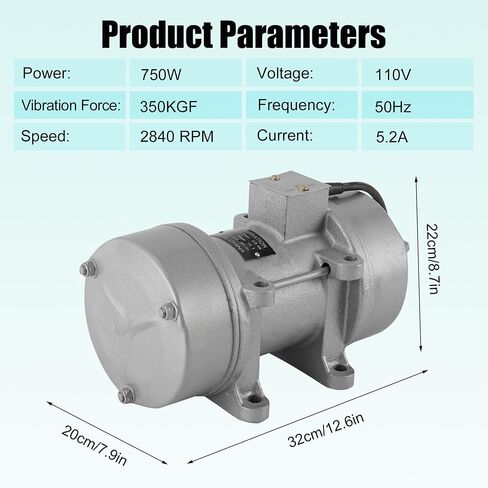 750W Concrete Vibrator Motor, Electric Vibration Motor 2840 RPM Industrial Heavy Duty Concrete Vibrating Vibrator Motor for Shaker Table 110V 50Hz 350KGF in Kuwait