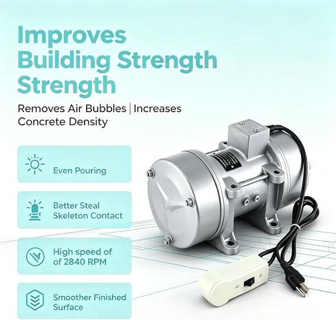 750W Concrete Vibrator Motor, Electric Vibration Motor 2840 RPM Industrial Heavy Duty Concrete Vibrating Vibrator Motor for Shaker Table 110V 50Hz 350KGF in Kuwait