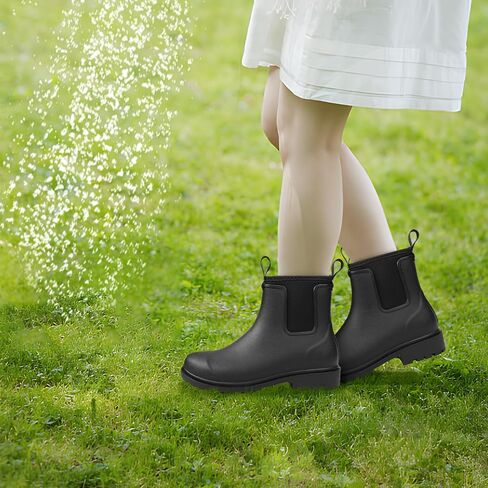 DKSUKO Women's Deck Boots Waterproof Ankle Rain Boots Non-Slip Rubber Fishing Boot Outdoor Work Shoes for Boating Gardening Farming（Black，11） in Kuwait