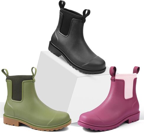 DKSUKO Women's Deck Boots Waterproof Ankle Rain Boots Non-Slip Rubber Fishing Boot Outdoor Work Shoes for Boating Gardening Farming（Black，11） in Kuwait