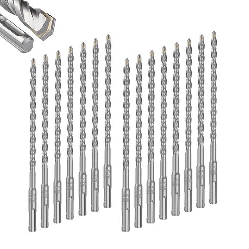 Geinxurn 5/32" x 4" to 1/2" x 6" SDS Plus Rotary Hammer Drill Bits, 9PCS Double Thread Masonry Drill Bits Set Carbide Tipped, Drilling in Brick, Stone and Concrete, Cement Walls in Kuwait